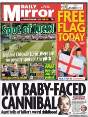 Daily Mirror (UK) Newspaper Front Page for 9 June 2012