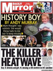 Daily Mirror Newspaper Front Page (UK) for 9 July 2013