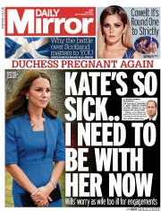 Daily Mirror (UK) Newspaper Front Page for 9 September 2014
