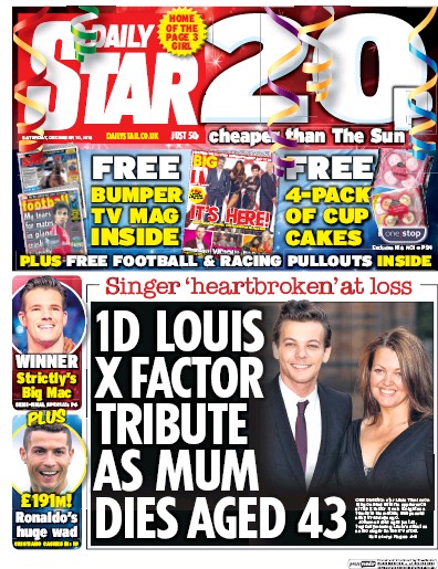 Daily Star Newspaper Front Page (UK) for 10 December 2016