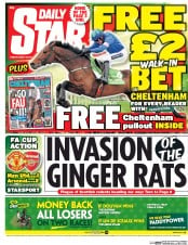 Daily Star (UK) Newspaper Front Page for 10 March 2015