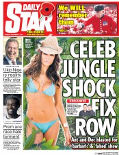 Daily Star (UK) Newspaper Front Page for 11 November 2014