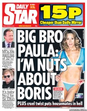 Daily Star (UK) Newspaper Front Page for 11 January 2013