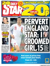 Daily Star (UK) Newspaper Front Page for 11 February 2016