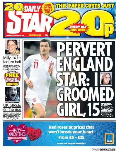 Daily Star Newspaper Front Page (UK) for 11 February 2016