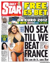 Daily Star (UK) Newspaper Front Page for 11 June 2012