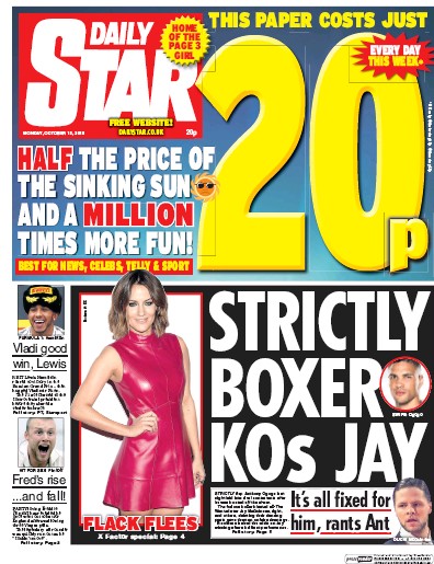 Daily Star Newspaper Front Page (UK) for 12 October 2015