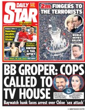 Daily Star (UK) Newspaper Front Page for 12 January 2015