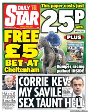 Daily Star Newspaper Front Page (UK) for 12 March 2013