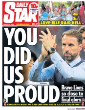 Daily Star (UK) Newspaper Front Page for 12 July 2018