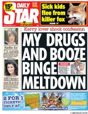 Daily Star (UK) Newspaper Front Page for 12 August 2014