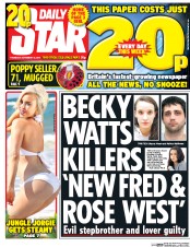 Daily Star (UK) Newspaper Front Page for 13 November 2015