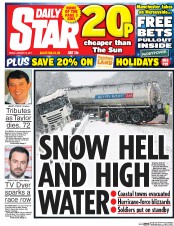 Daily Star (UK) Newspaper Front Page for 13 January 2017