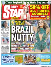 Daily Star (UK) Newspaper Front Page for 13 June 2014