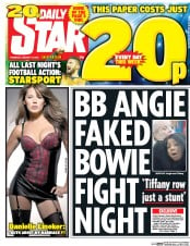 Daily Star (UK) Newspaper Front Page for 14 January 2016