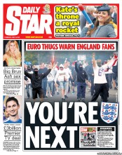 Daily Star (UK) Newspaper Front Page for 14 June 2012