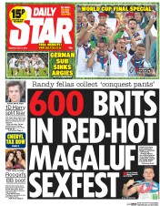 Daily Star Newspaper Front Page (UK) for 14 July 2014