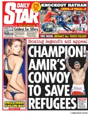 Daily Star Newspaper Front Page (UK) for 14 September 2015