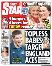 Daily Star (UK) Newspaper Front Page for 15 June 2012