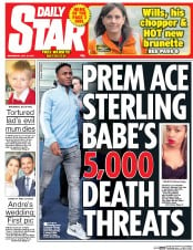 Daily Star (UK) Newspaper Front Page for 15 July 2015
