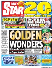 Daily Star (UK) Newspaper Front Page for 15 August 2016
