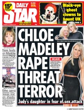 Daily Star (UK) Newspaper Front Page for 16 October 2014