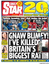 Daily Star (UK) Newspaper Front Page for 16 January 2017