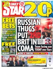 Daily Star (UK) Newspaper Front Page for 16 June 2016