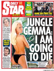 Daily Star (UK) Newspaper Front Page for 17 November 2014