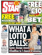 Daily Star (UK) Newspaper Front Page for 17 June 2015