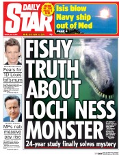 Daily Star (UK) Newspaper Front Page for 17 July 2015