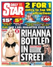 Daily Star (UK) Newspaper Front Page for 18 February 2013