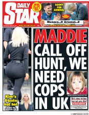 Daily Star (UK) Newspaper Front Page for 18 March 2015