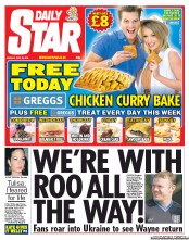 Daily Star (UK) Newspaper Front Page for 18 June 2012