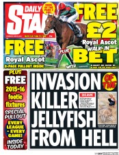 Daily Star (UK) Newspaper Front Page for 18 June 2015