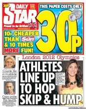 Daily Star (UK) Newspaper Front Page for 18 July 2012