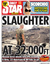 Daily Star Newspaper Front Page (UK) for 18 July 2014