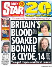 Daily Star (UK) Newspaper Front Page for 19 October 2016