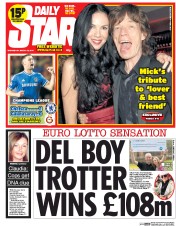 Daily Star Newspaper Front Page (UK) for 19 March 2014