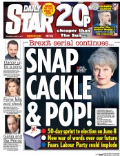 Daily Star (UK) Newspaper Front Page for 19 April 2017