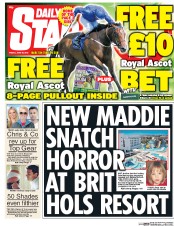 Daily Star (UK) Newspaper Front Page for 19 June 2015