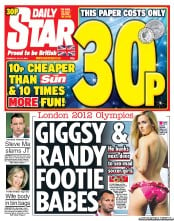 Daily Star (UK) Newspaper Front Page for 19 July 2012