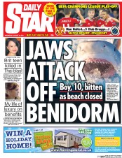 Daily Star (UK) Newspaper Front Page for 19 August 2015