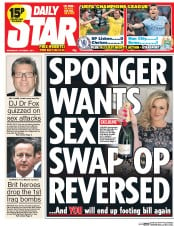Daily Star (UK) Newspaper Front Page for 1 October 2014