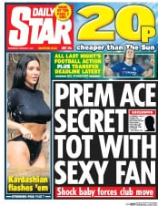 Daily Star (UK) Newspaper Front Page for 1 February 2017