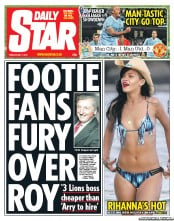 Daily Star (UK) Newspaper Front Page for 1 May 2012