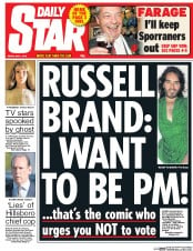 Daily Star (UK) Newspaper Front Page for 1 May 2015
