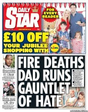 Daily Star (UK) Newspaper Front Page for 1 June 2012