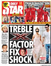 Daily Star (UK) Newspaper Front Page for 1 September 2014