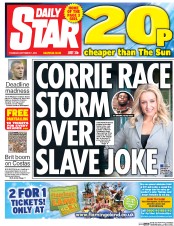 Daily Star (UK) Newspaper Front Page for 1 September 2016